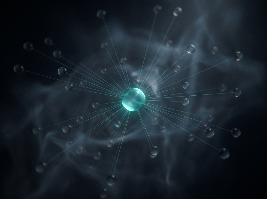 One glowing node cited by dozens of dim ones